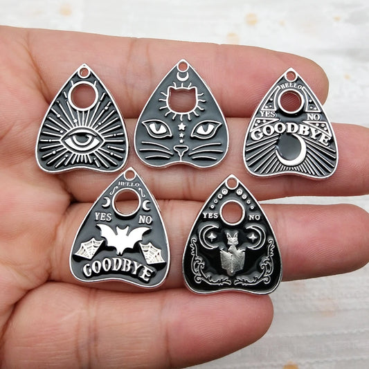 10pcs Cat Moon Bat Eye Charms for Jewelry Making Enamel Earring Phone Keychain Pendant Diy Accessories Alloy Metal White Plated