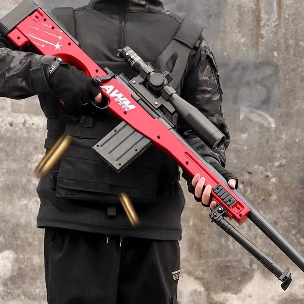 AWM Shell Soft-Bullet Gun Can Be Fired Toy Gun Manually Loaded Outdoor Combat Sniper Rifle Model Christmas Gift for Boy Adult