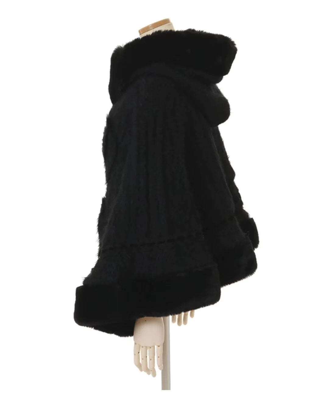 Japanese Sweet Soft Thick Women's Double-Layer Big Ribbon Hooded Knitted Cloak 3 Colors Autumn and Winter Ponchos Warm Jacket