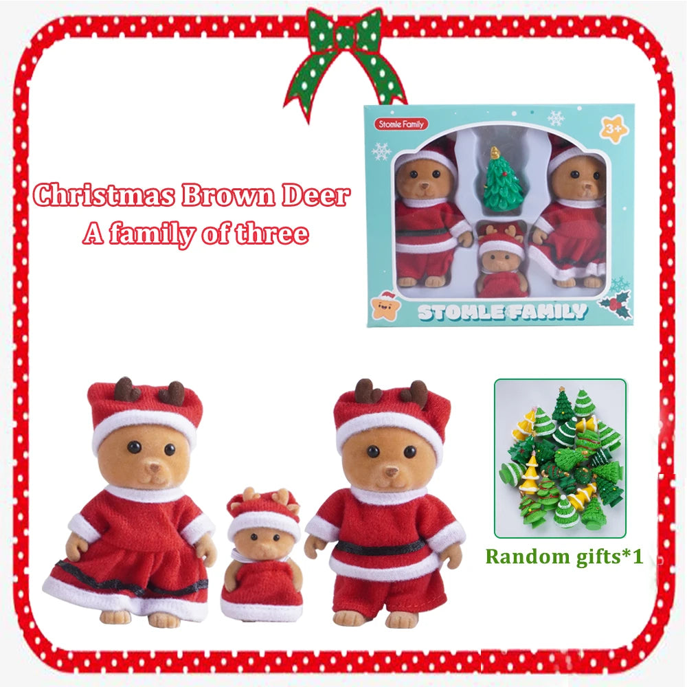 Christmas Theme 1:12 Dollhouse Sheep Animal Family Model Ornament Gift Miniature Furniture Christmas Tree Model Christmas Gift