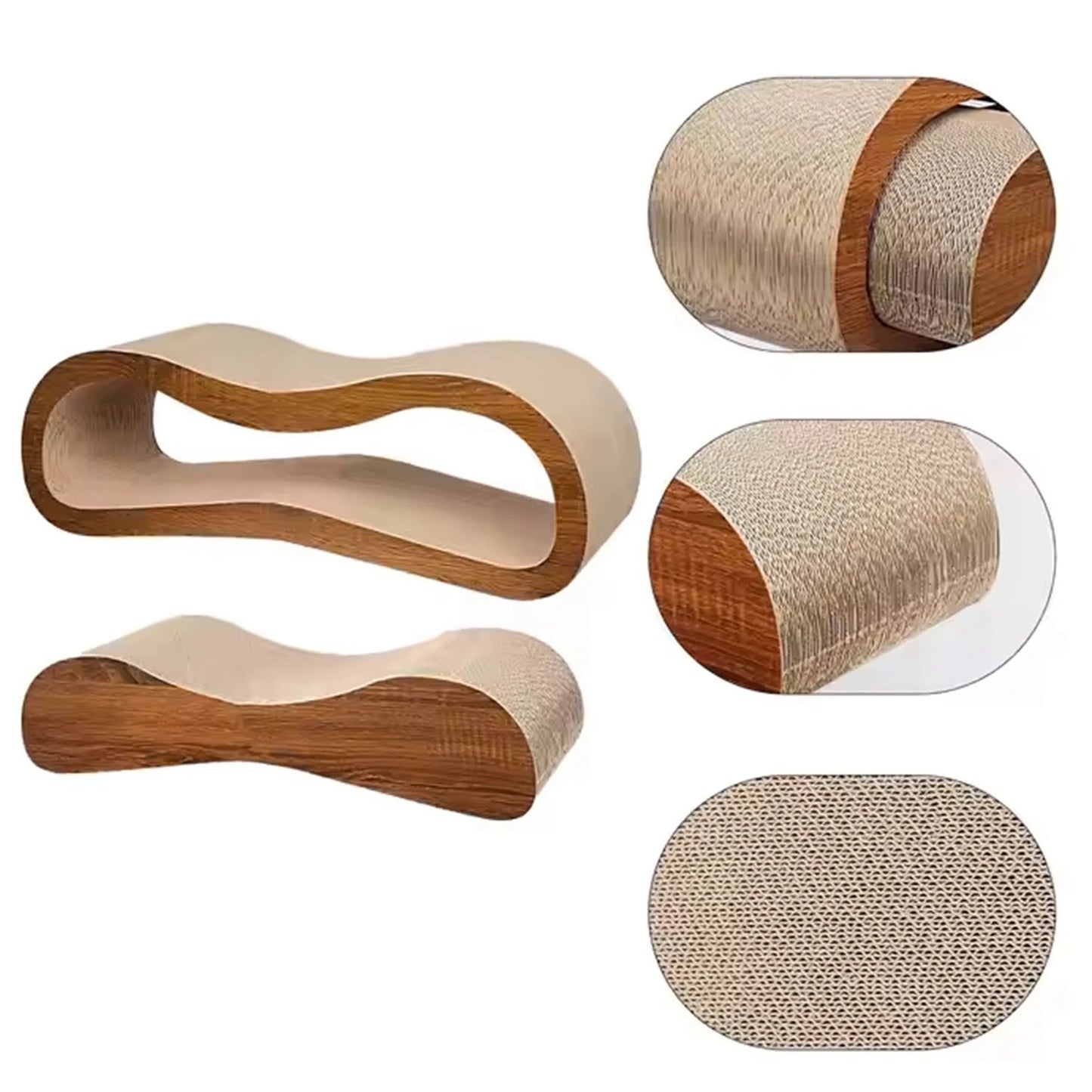 2 in 1 Cat Scratcher Cardboard Lounge Bed, Cat Scratching Post, Durable Board Pads Prevents Furniture Damage