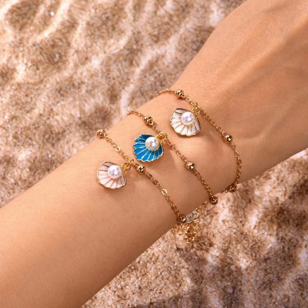Bohemian Imitation Shell Beads Bracelet For Women Sea Star Turtle Woven Rope Bracelet Handmade Friendship Beach Holiday  Jewelry