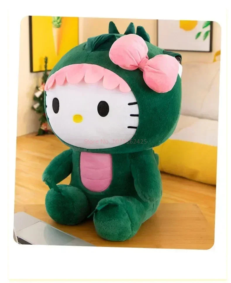Sanrio Dinosaur Hello Kitty Plush Toy Kawaii Anime Kitty Plushie Pillow Cute 35/50/65cm/80cm Cartoon Stuffed Doll Christmas Gift