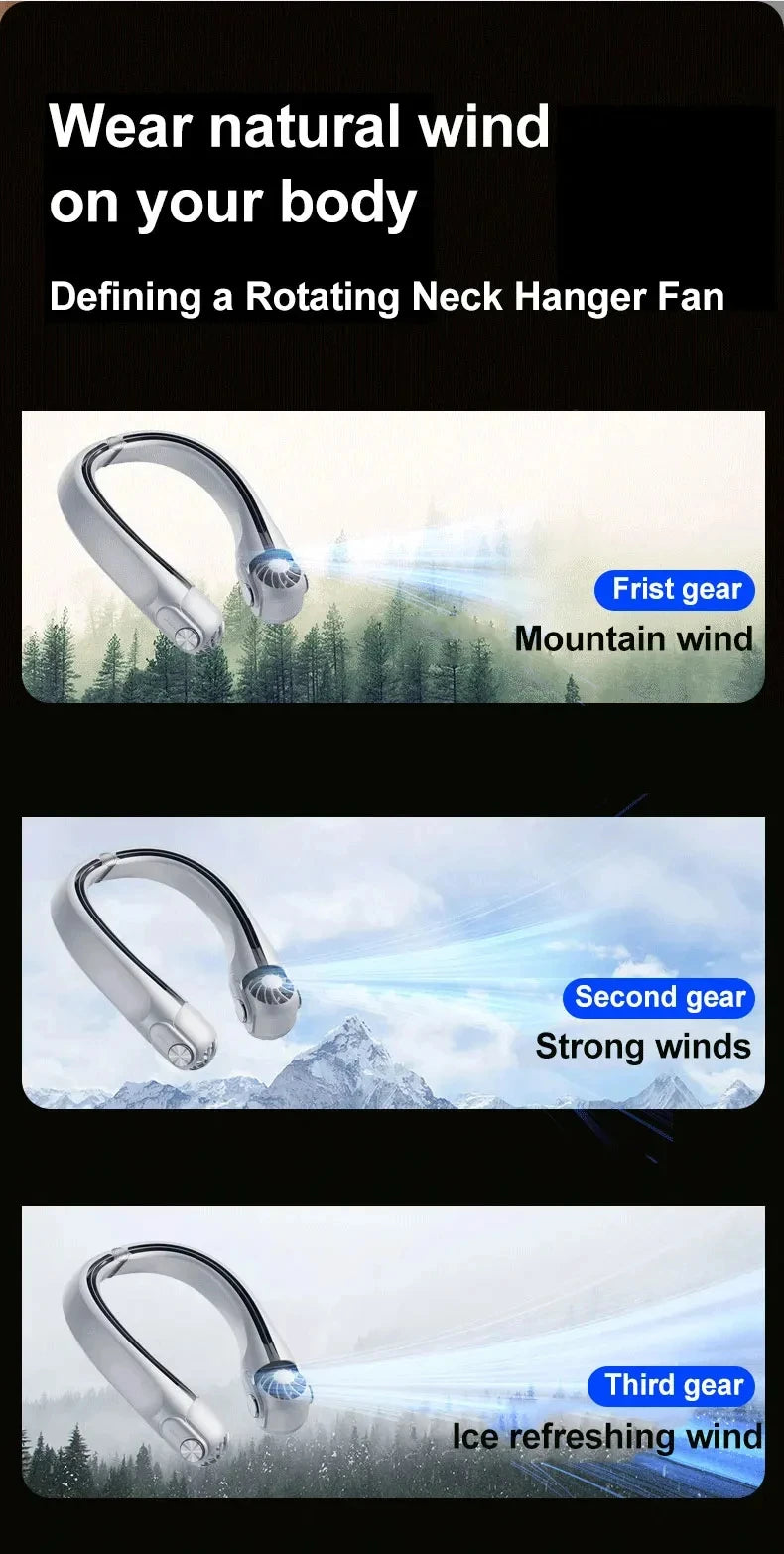 Portable Neck Hanging Fan With Usb Charging Adjustable Bladeless Turbofan Bladeless Student Dormitory Home Outdoor Cooling
