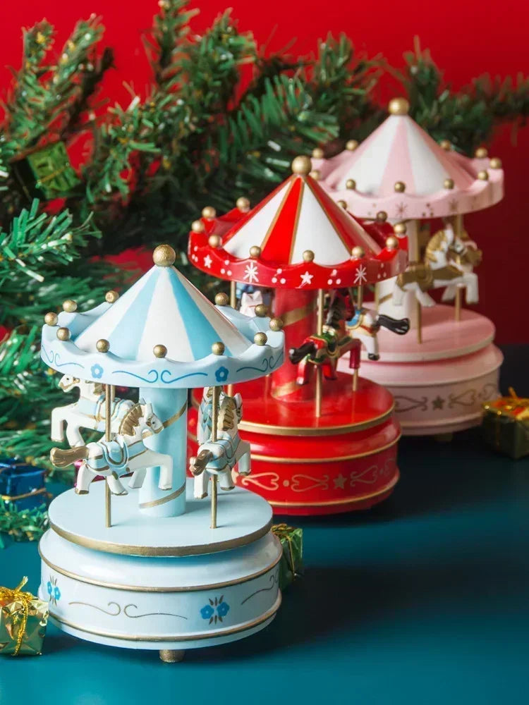 Christmas Decoration Ornaments Carousel Octave Box Music Box Birthday Gifts for Kids New Year Decorations Home Christmas Gift