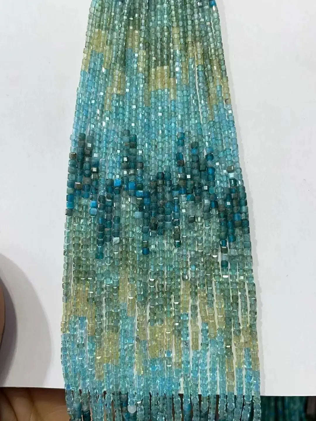 Natural Rainbow Tourmaline Cube Faceted 2.5X2.5mm Length38.5cm