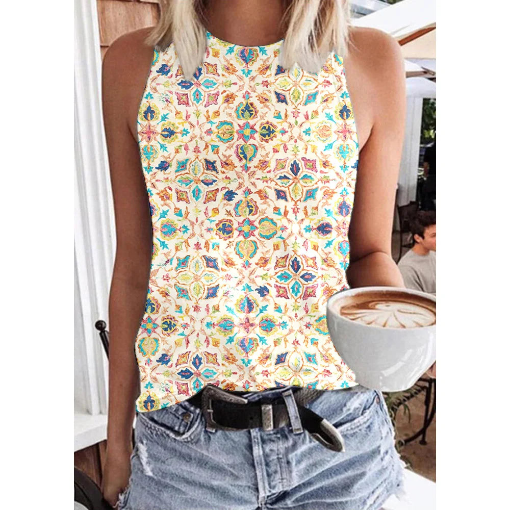 Summer Beautiful Stripes 3D Print Tank Tops Women Casual Streetwear Oversized O-Neck Vest Off Shoulder Sleeveless Woman Camisole