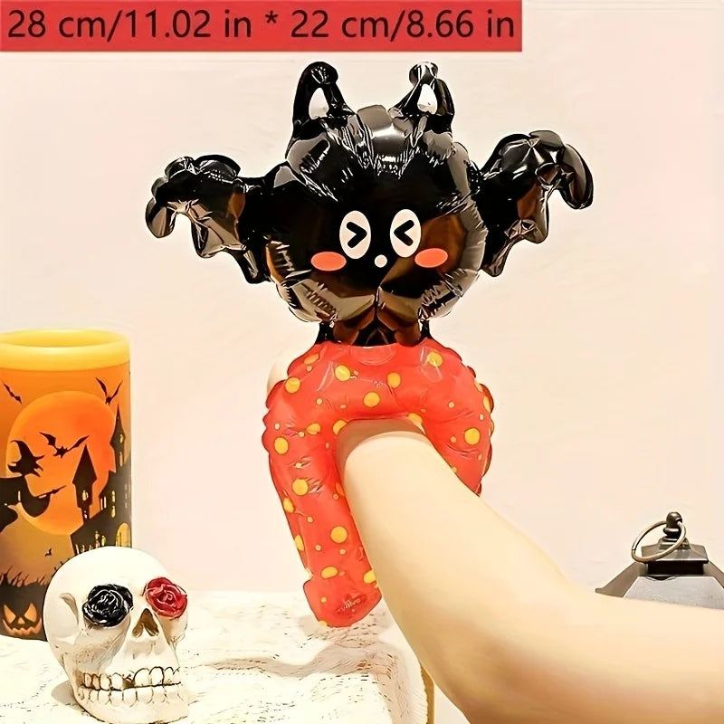 10/30/50pcs Halloween Balloon wrist strap Foil Balloons Stick Aluminum Film Inflatable Balloon Skeleton Pumpkin Hair Hoop Party