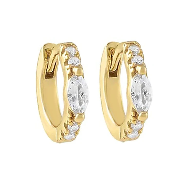 New Design Stainless Steel Cubic Zirconia Chain Hoop Earring For Women Square Water Drop Punk Cartilage Earring Piercing Jewelry