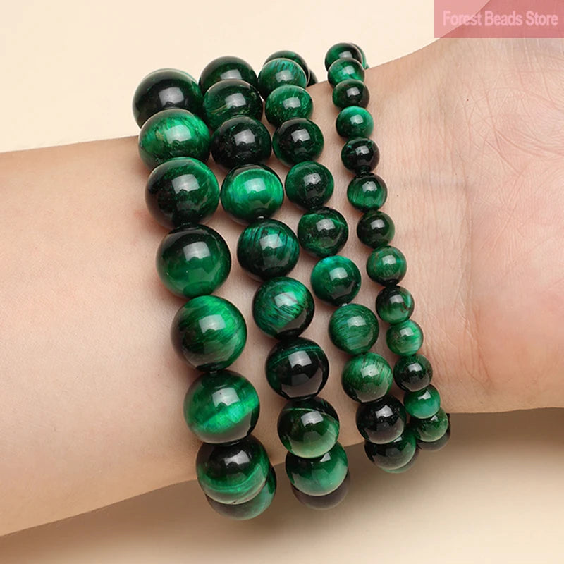 Natural Stone Green Tiger Eye Bracelets Healing Visuddhi Chakra Stress Relief Reiki Yoga Blue Energy Bracelet Jewellry Pulsera