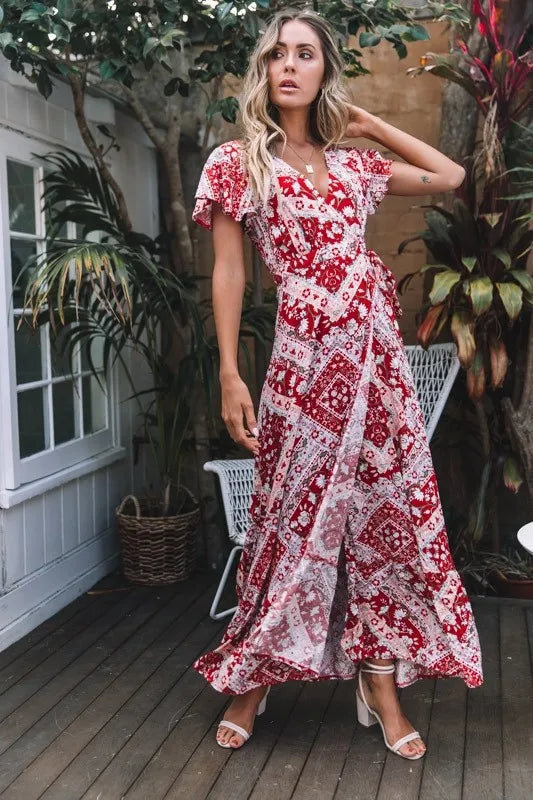 2024 Summer Leisure Hot Sale Holiday Printed Dress Sexy Long Dress Women's Wear