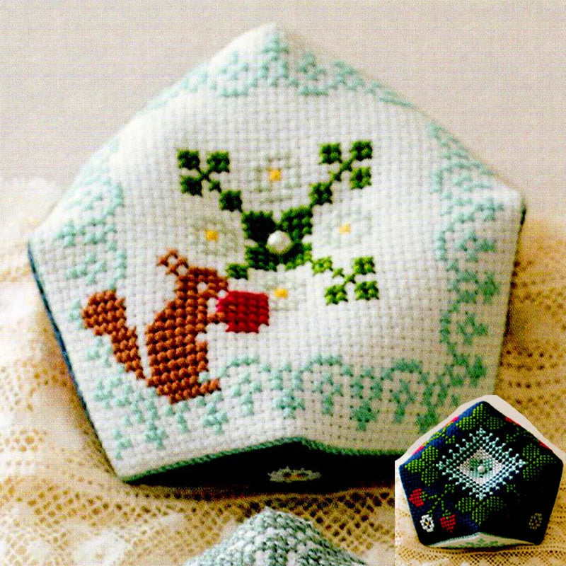076 Cross Stitch Kits Pin Needle Cushion Biscornu Needlework DIY Kit Embroidery Set Counted Cross-Stitching Pincushion Packages