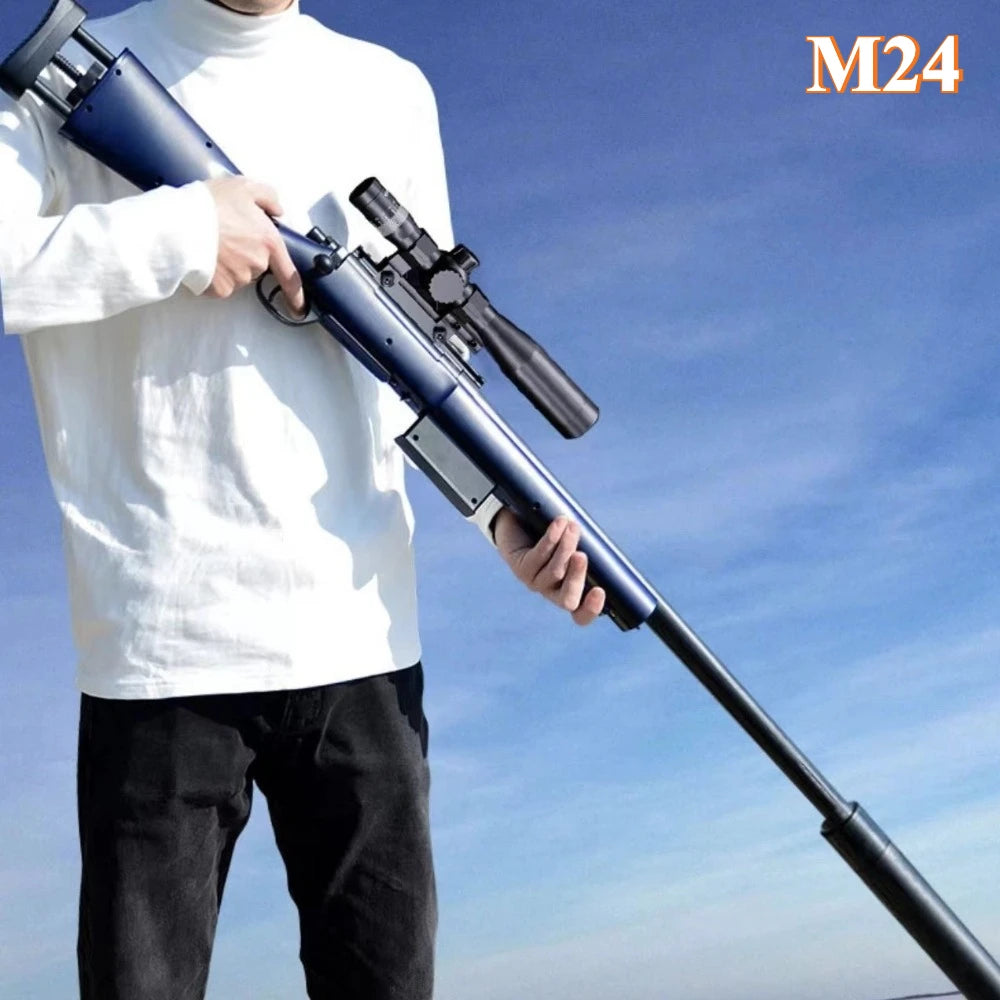 AWM Shell Soft-Bullet Gun Can Be Fired Toy Gun Manually Loaded Outdoor Combat Sniper Rifle Model Christmas Gift for Boy Adult