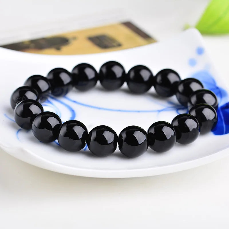 Couple Beaded Bracelet Natural Double Rainbow Obsidian Bead Bangle for Women Reiki Healing Loves Jewelry Valentine's Day Gift