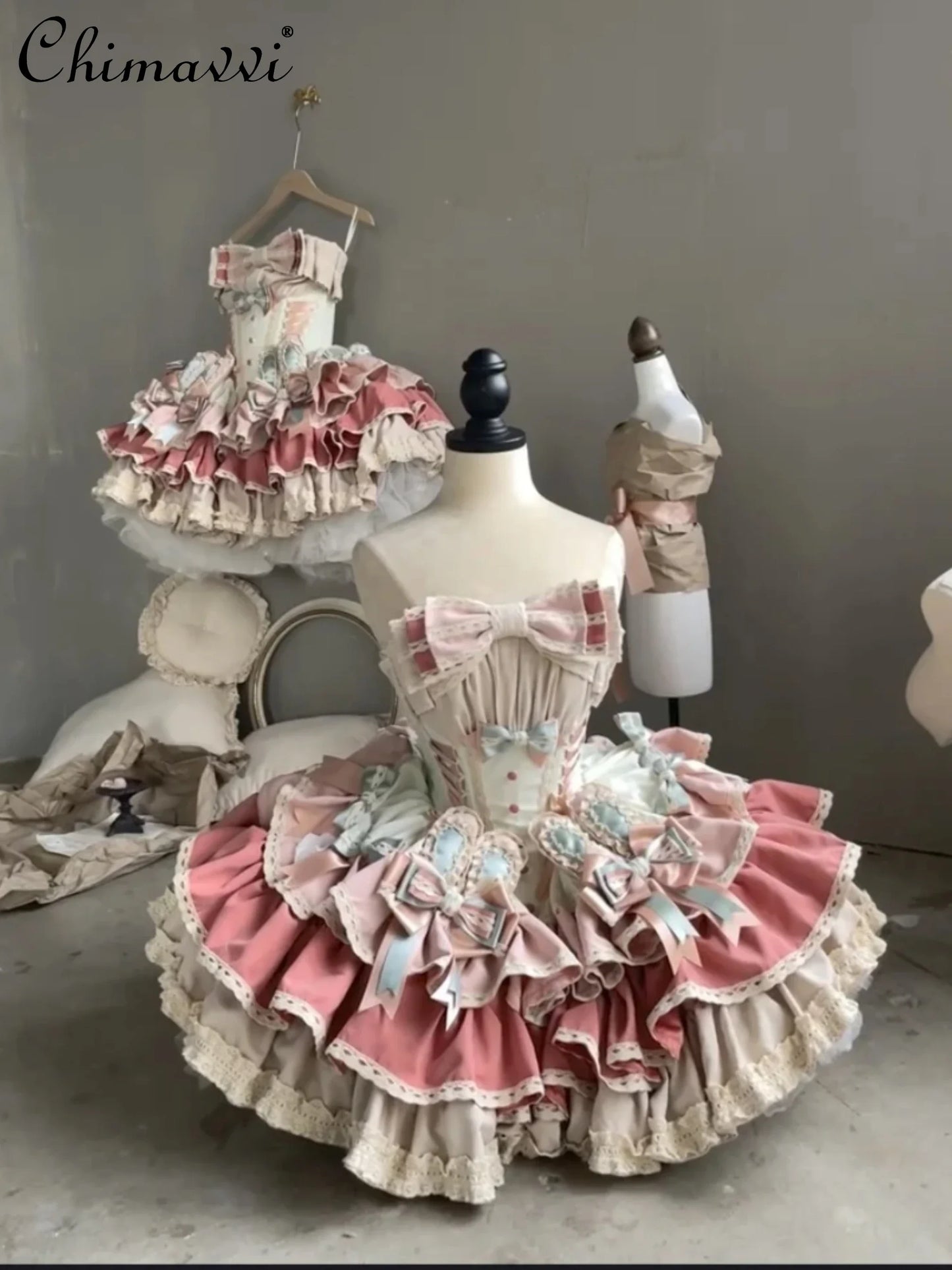 French Sweet and Cute Lolita Princess Sling Dress Summer New Girly Style Bow Slim Fit Puffy Cake Above Knee Ladies Lo Dresses