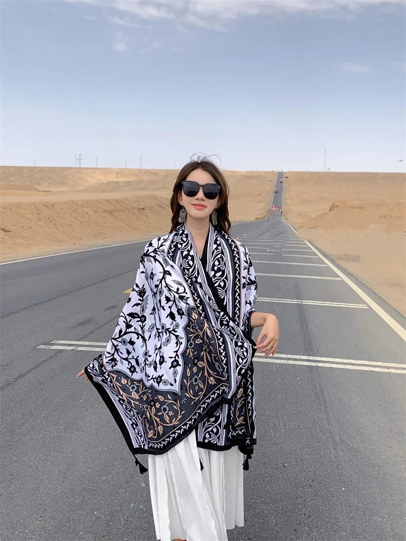 Travel Beach Sunscreen Scarves for Women Bikini Large Sarong Wrap Scarf Brazilian Swimsuit Bathing Cover-ups 17 Styles 90x180cm