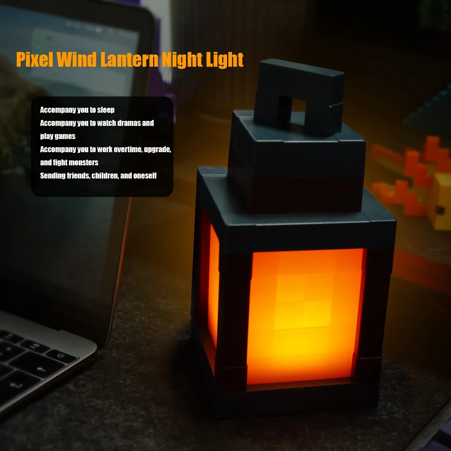 2026 Christmas gift Pixel Style Night Light Tabletop Ornament Portable Lantern DIY Interior Decoration Festival Atmosphere Light