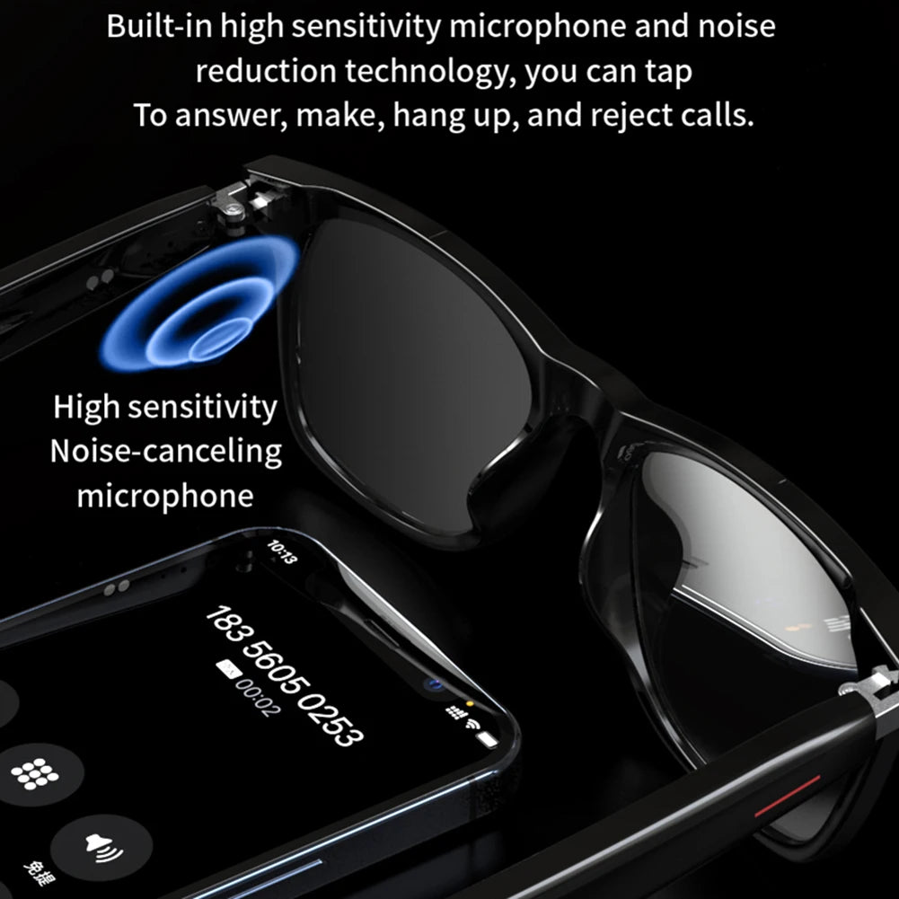 Intelligent BT AI Glasses With Mic Multifunctional Remote Control Phone Camera Shoot Music Call Sport Sunglasses For Men & Woman