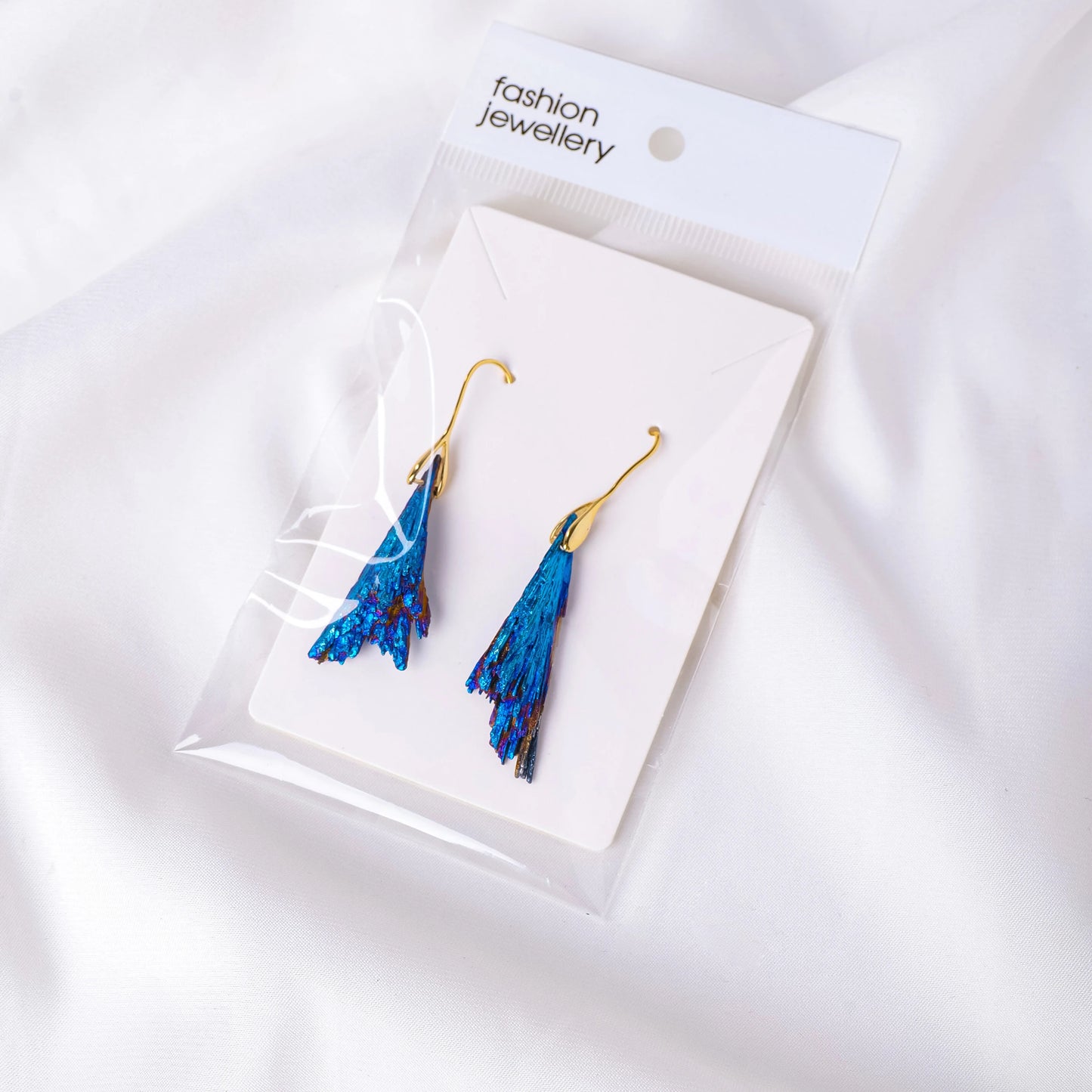 Natural Blue Tourmaline Crystal Earrings Reiki Healing Stone Increase charm Health Amulet for Girl Womans Charm Gifts