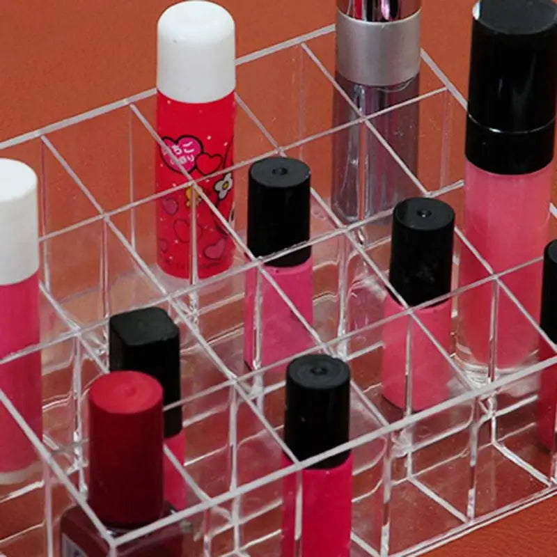 24 Grids Lipstick Holder Display Rack Case Cosmetic Nail Polish Make Up Organiser Box Large Size Acrylic Makeup Organizer