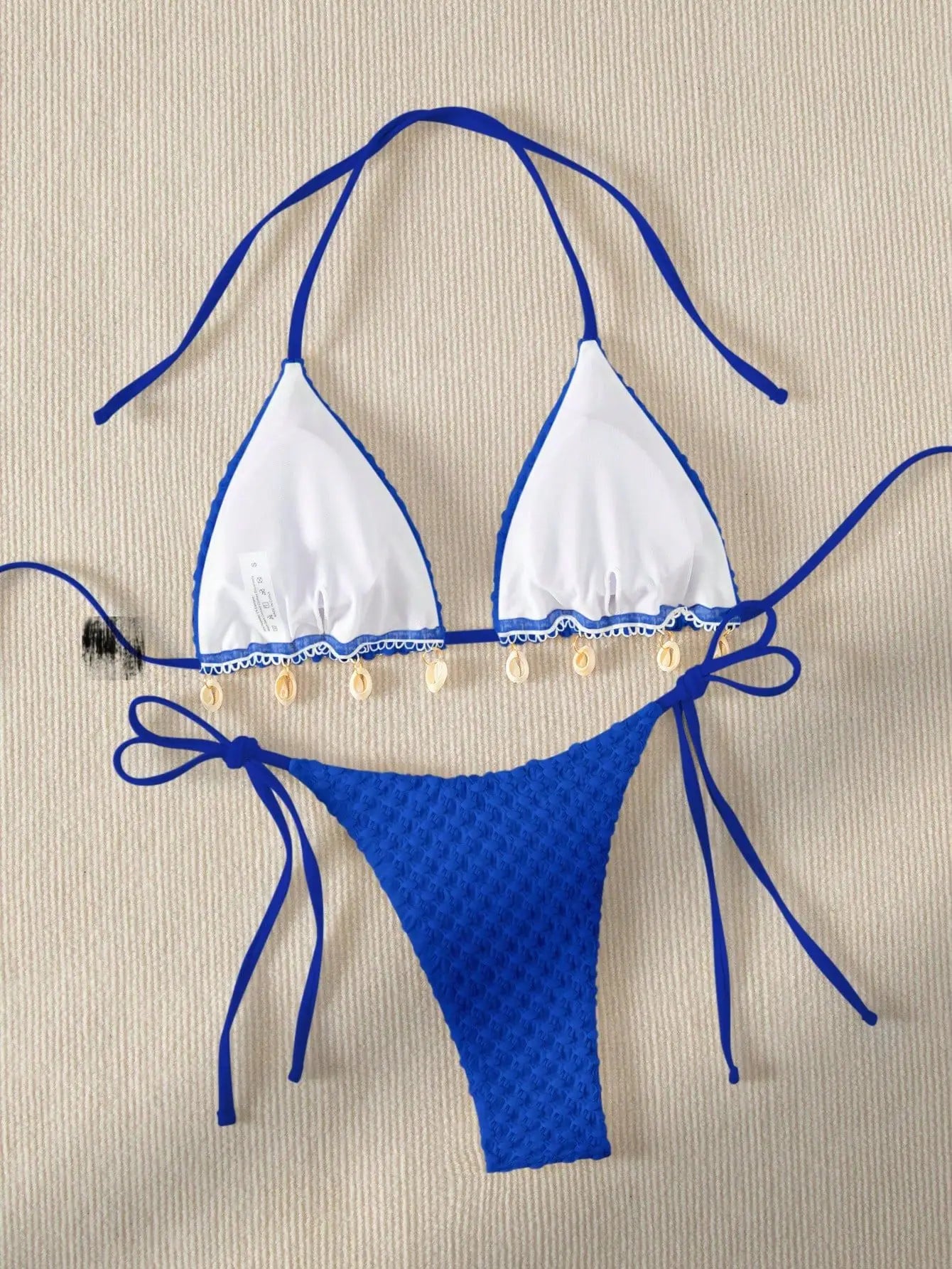 Sexy Bikini Set White Shell Designer Swimsuit 2025 New Halter Push Up Micro Bikinis Summer Bathing Suit Tie Side Thong Swimwear