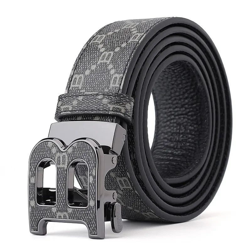 High Quality 3.4cm Leather Business Men Belt Luxury Brand Designer famous  work Belts for men Jeans Strap Male Buckle belt