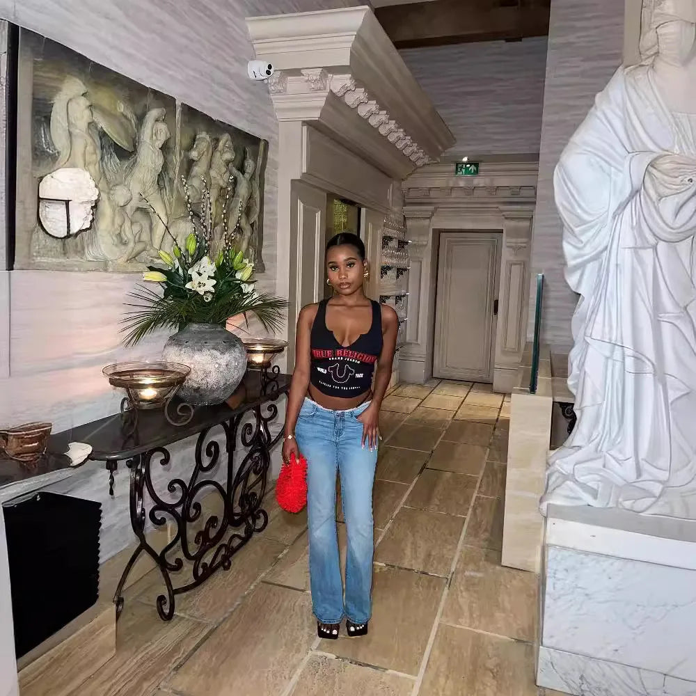 Sexy Graphic T Shirts Fashion Top Printed Sweatshirts Streetswear 2024 Summer Clothes Women Y2K Cropped Tank Tops Tees