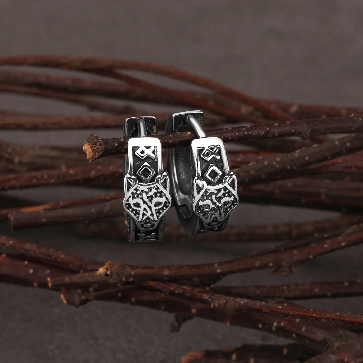 Stainelss Steel Viking Wolf Head Hoop Earrings Men Women Punk Hip Hop Earring Jewelry Party Wedding Gift for Boys