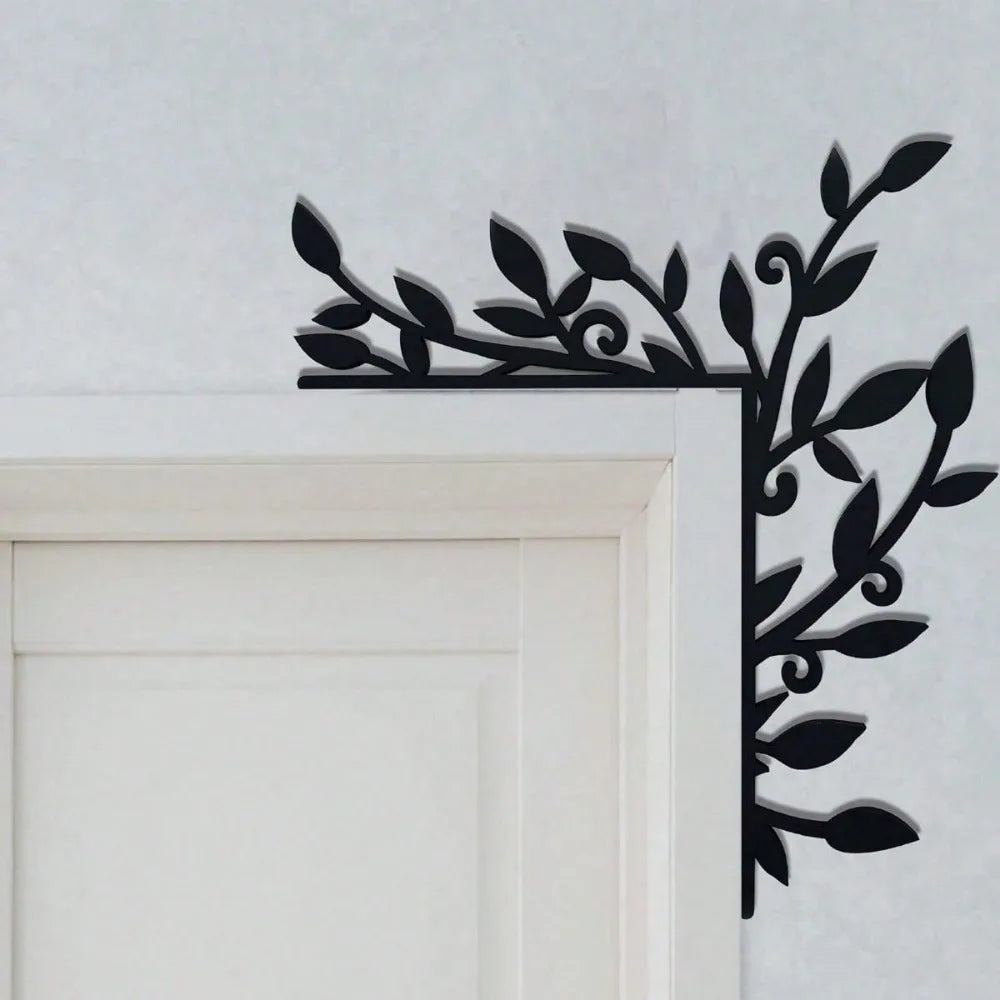 1PC Right Angle Plant Metal Wall Sculpture|Sleek Black Iron,Waterproof,Rustproof,Halloween&Christmas Gift,Bedroom/Room Decor