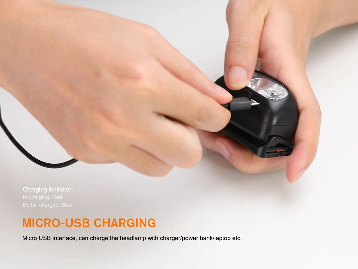 SUPERFIRE HL05-Y Rechargeable Powerful Sensor Headlamp USB High Power Headlight COB LED Waterproof Head Lamp Work Front Light