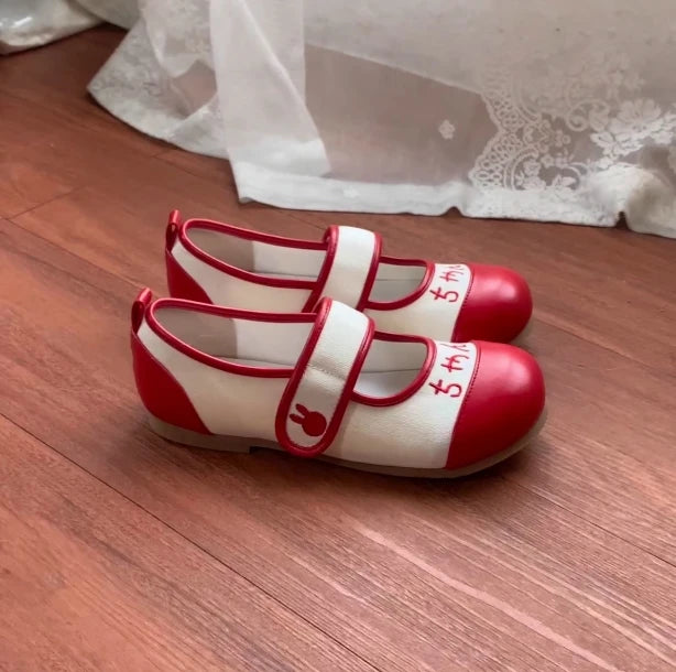 Flat-bottomed Kawaii Leather Shoes Original Design Girls Cute Mary Jane Round Head Shoes Spring and Autumn Lolita Flat Shoes