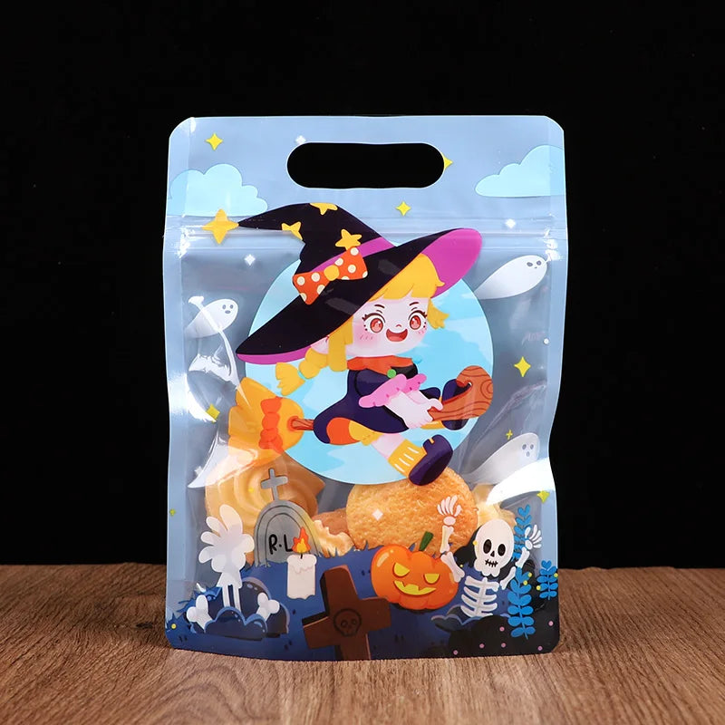 Halloween Party Candy Bag Cartoon Pumpkin Ghost Self Sealing Bag Kids Trick or Treat Cookies Snack Packaging Decoration Favors