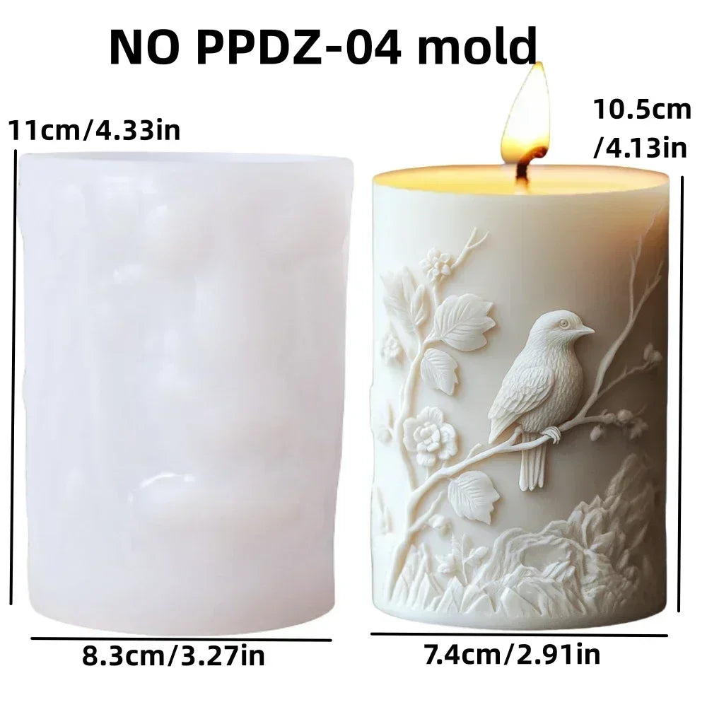 DIY elk relief cylindrical candle silicone mold sika deer flower relief resin mould Forest sika deer gypsum molds Christmas gift