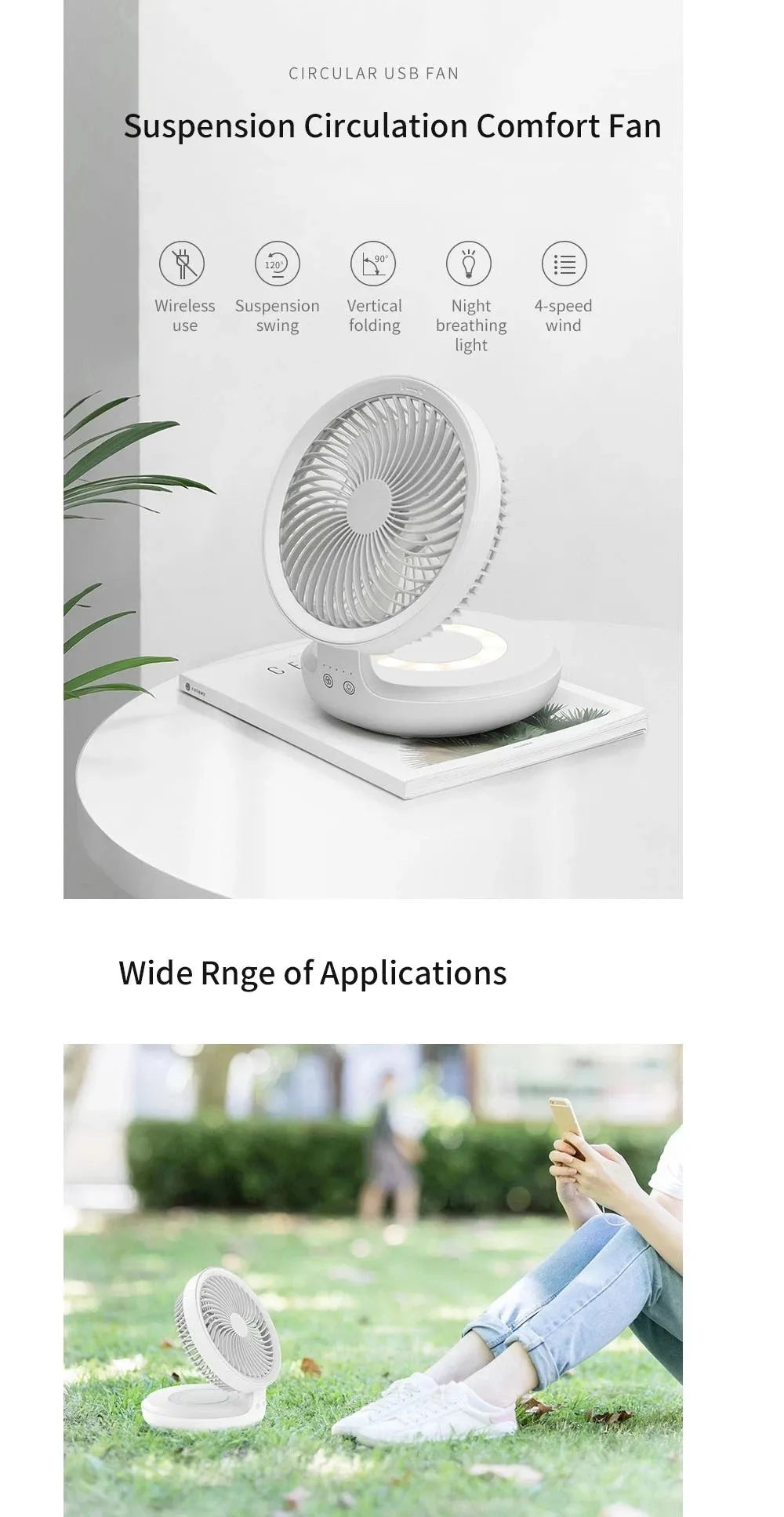 Portable Rechargeable Pedestal Cooling Light Folding Stand Desk Fan High Speed Electric Fan With Remote Control