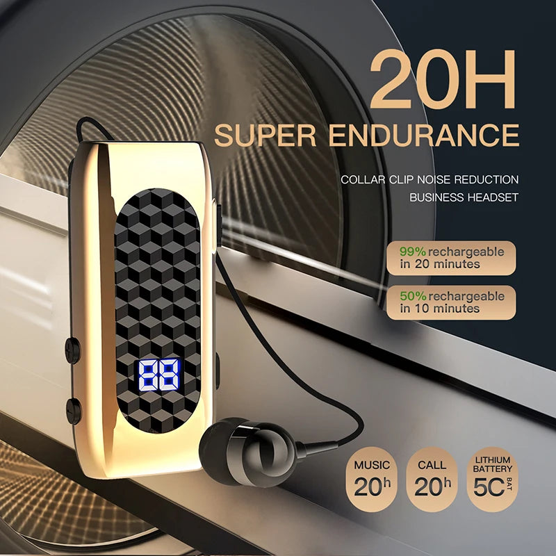 Bluetooth V5.2 Wireless Earbuds Clip On Earphone Business Headphone In-Ear Vibrating Alert