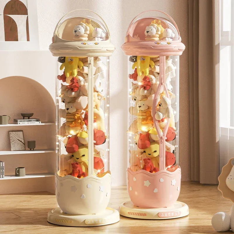 Astronaut Doll Storage Box Children's Plush Toys Storage Boxes Transparent Plastic Stuffed Home Storages Organization Zipper Bin