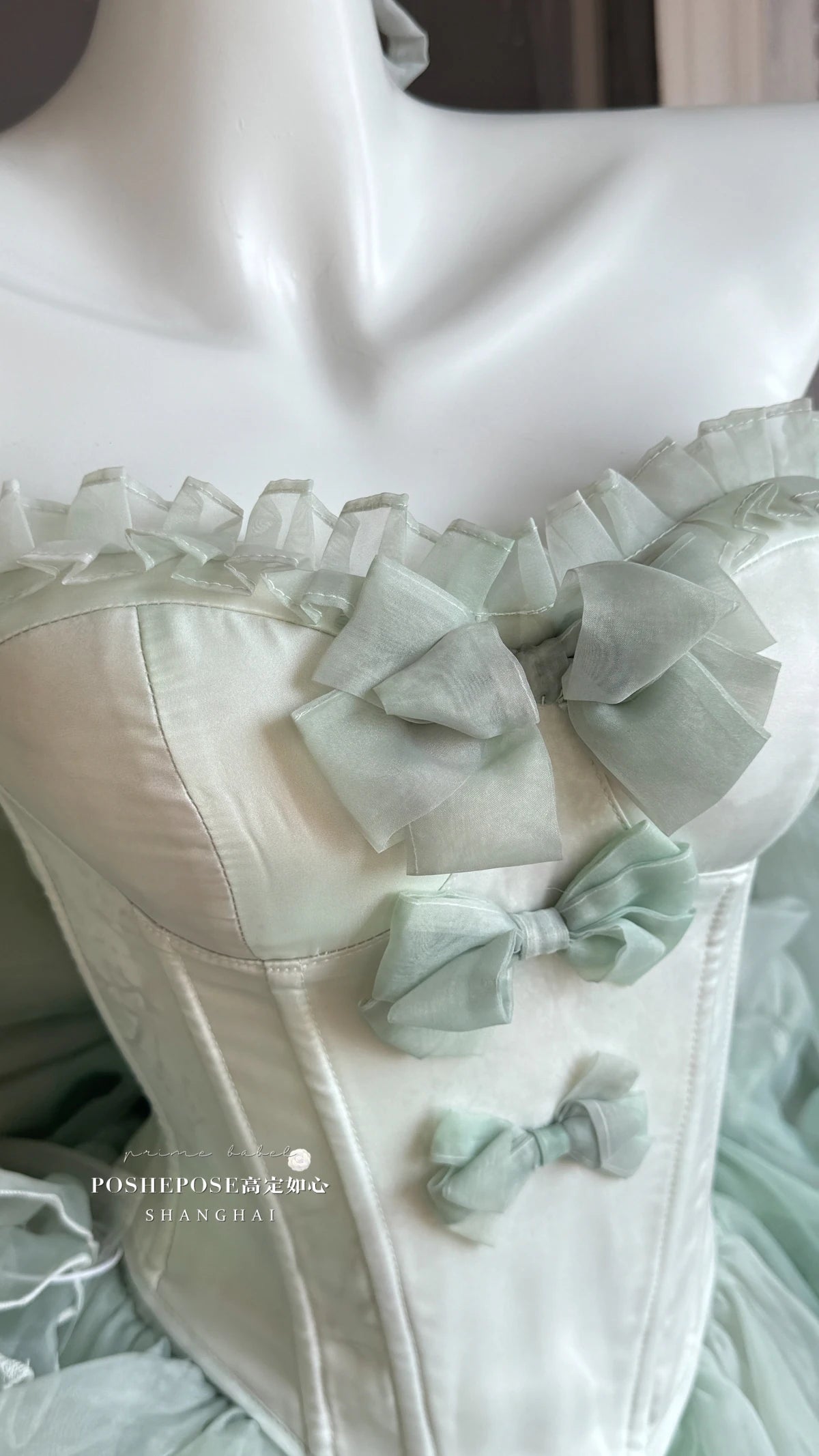 High Street Women's Mint Green Strapless Bowknot Sweet Fairy Organza Dress 2024 New Elegant Big Bow Trailing Party Wedding Dress