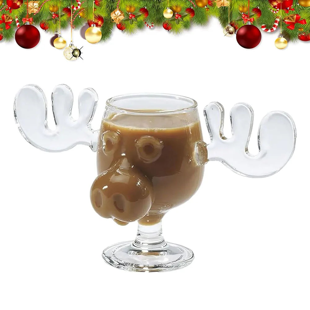 240ml 8oz Elk Wine Glass Cocktail Juice Cup Reindeer Mug Wine Beer Water Milk Whiskey Glasses Drinkware Shot Cups Christmas Gift