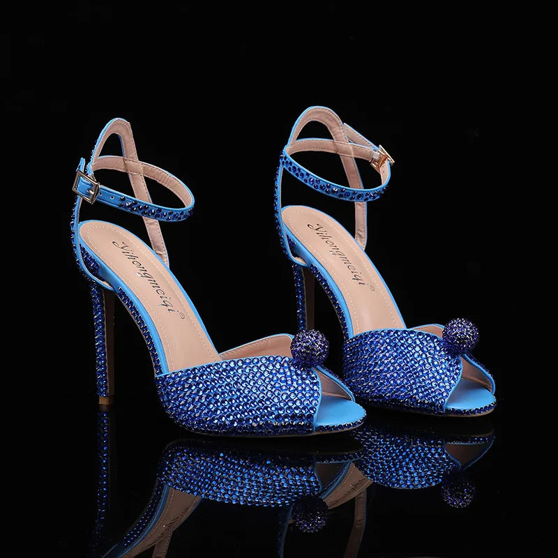Fashion High Quality Wedding Shoes Women Pearls Studs Luxury Peep Toe White High Heels Buckle Designer Woman Sandal 43 Zapatos