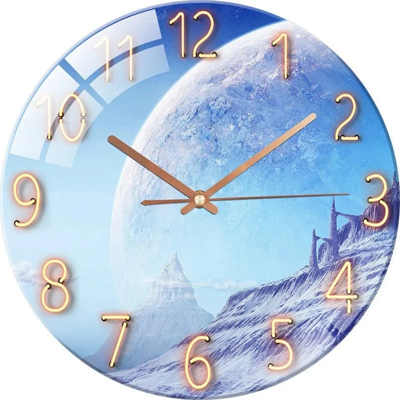 Creative European Style Clocks Living Room Free Perforated Wall Clock Household Silent Bedroom Quartz Clock Digital Wall Clock