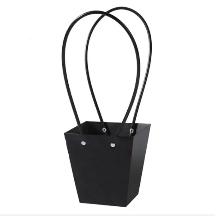 10pcs Christmas Gift Flower Kraft Paper Handbag Flower Arrangement Portable Box Rectangular Trapezoidal Flower Handheld Gift Box