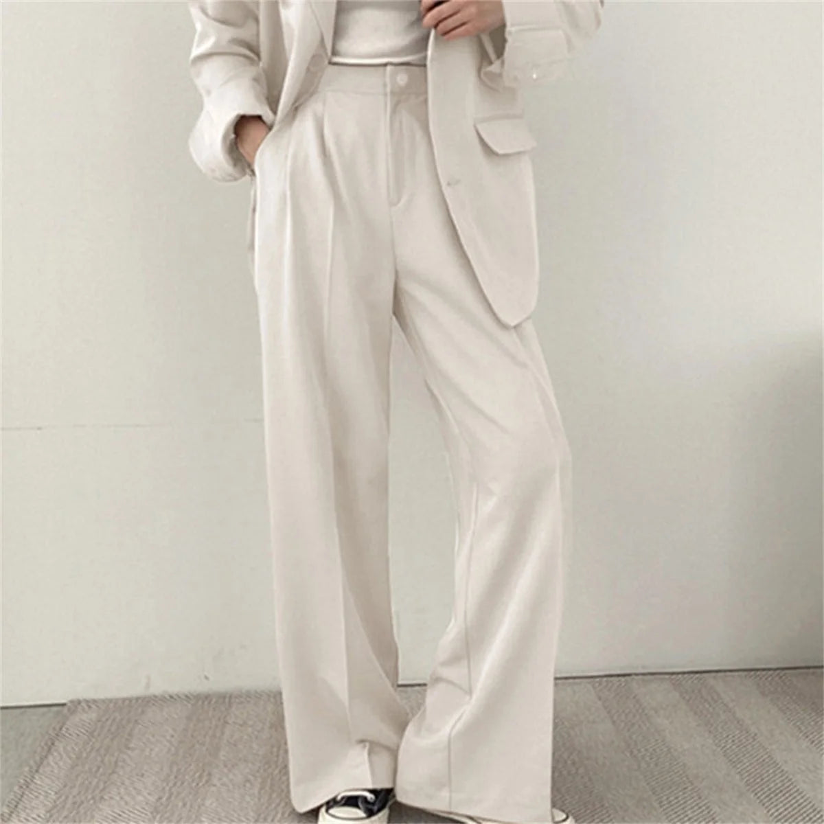 2025 Autumn New Women's Clothing Suit Jacket Casual Pants Set Wide Leg Suit Pants Elegant Office Lady Business Suit Set Blazers