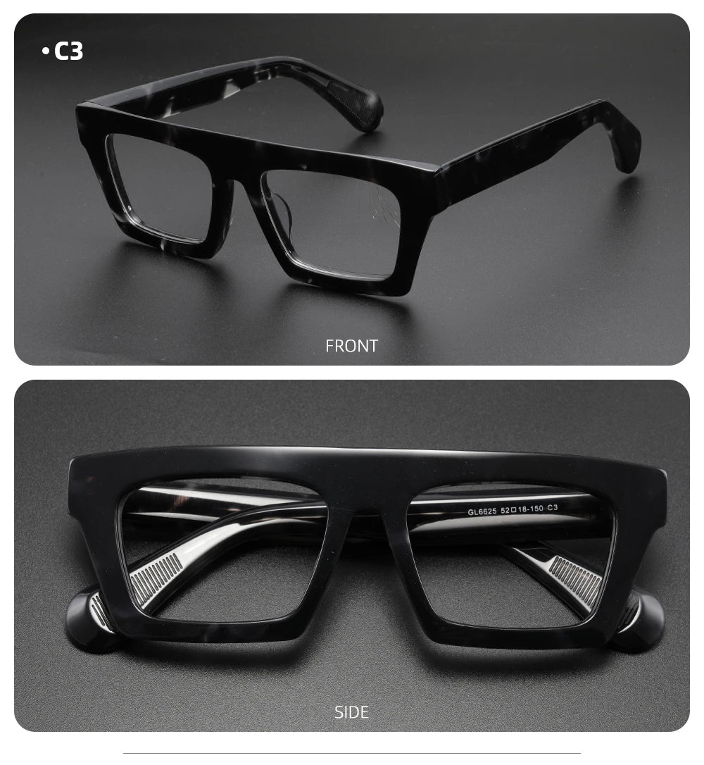 Classic Thick eyeglasses male acetate frame Clear Lens Glasses for Women Men Sunglasses UV Protection Hand-Crafted Eyewear Frame