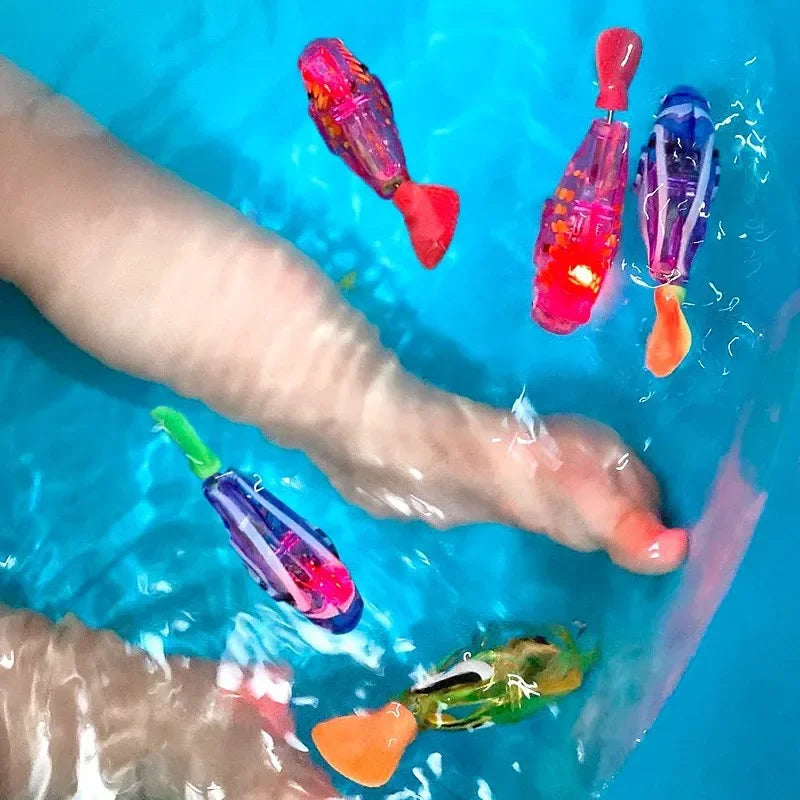 Electronic Fish Baby Summer Bath Toy Pet Cat Toys Swimming Robot Fish With LED Light Water Swim Pool Bathtub Toys Christmas Gift