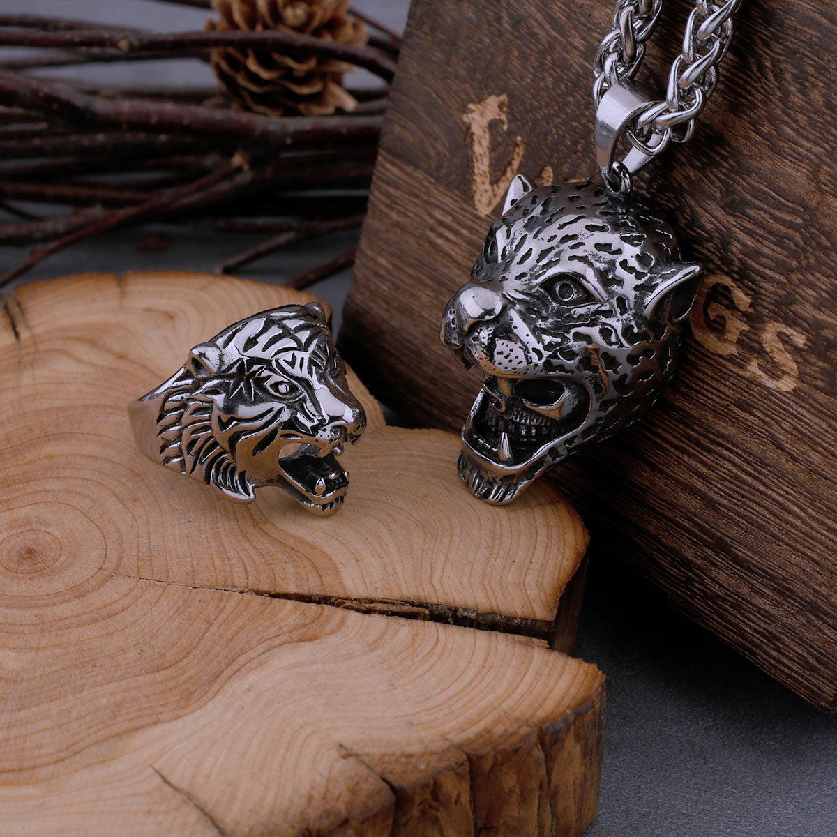 316L Stainless Steel Retro Domineering Tiger Head Ring Men's Rock Hip Hop Charm Boutique Handmade Ring Jewelry Boyfriend Gift