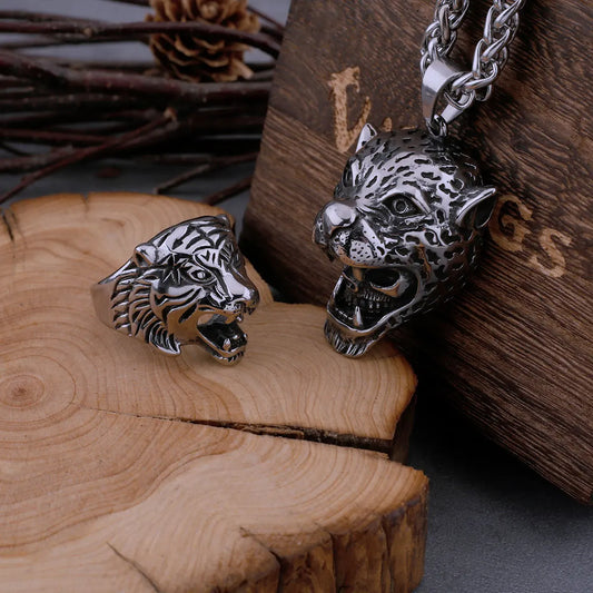 316L Stainless Steel Retro Domineering Tiger Head Ring Men's Rock Hip Hop Charm Boutique Handmade Ring Jewelry Boyfriend Gift