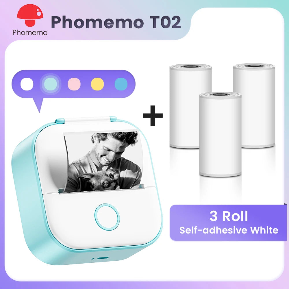 Phomemo T02 Pocket Printer Mini Portable Label Maker Self-adhesive Sticker mini impresora portatil impresora etiqueta adhesivas