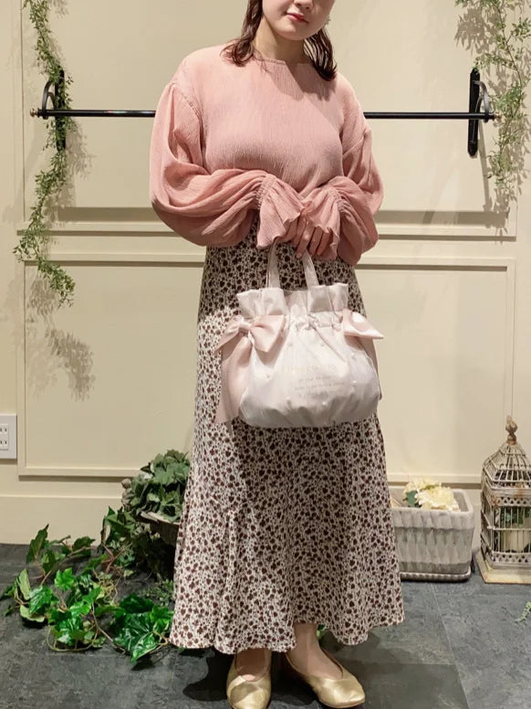 Japanese Style New Double-Sided Drawstring Bags Sweet Cute Girl Ladies Satin Bow Crossbody Shoulder Portable Handbag