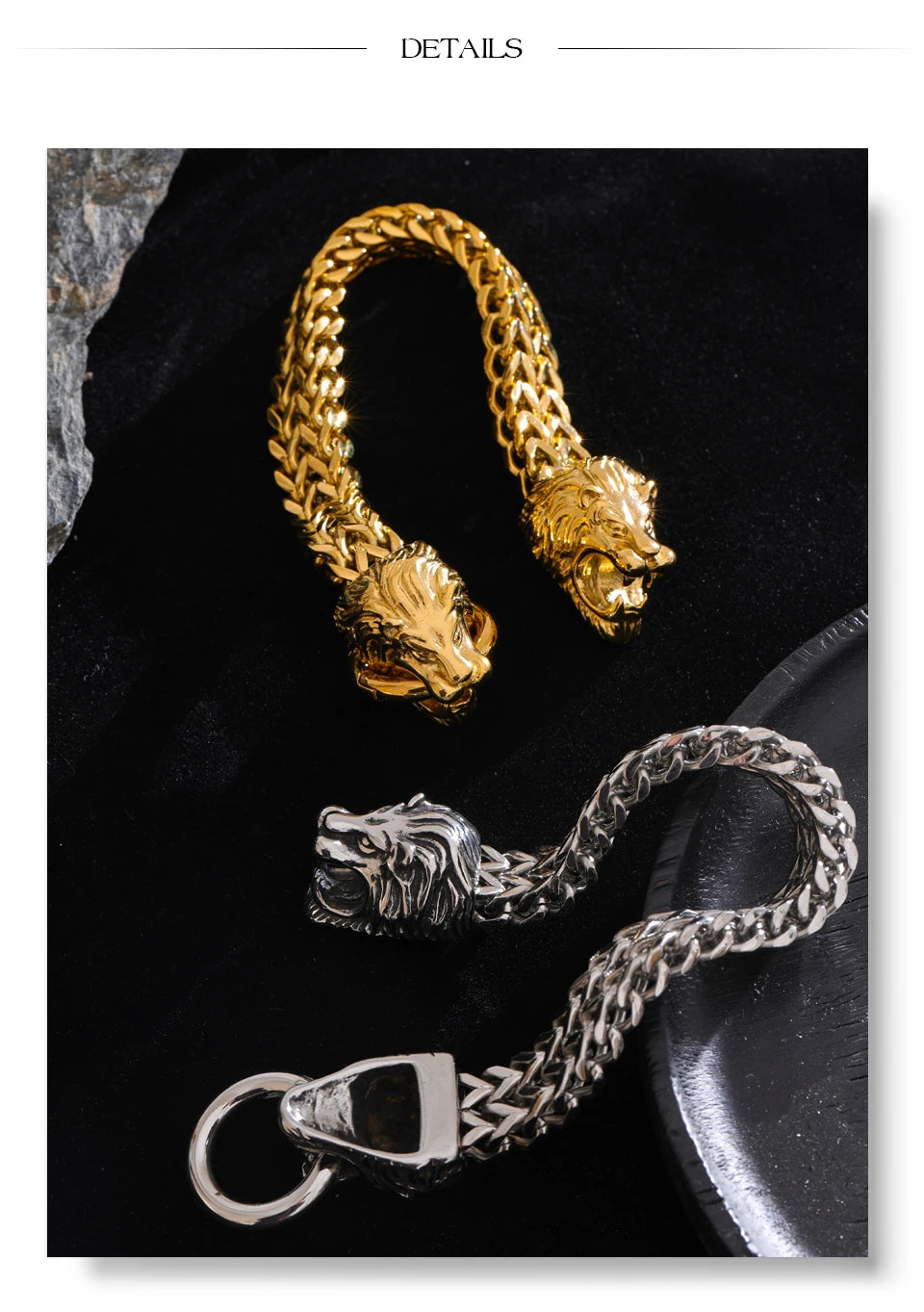 Yhpup Exaggerated Lion Cuban Chain Thick Bracelet Bangle Men Texture Stainless Steel 18K Gold PVD Plated Personalized Jewelry