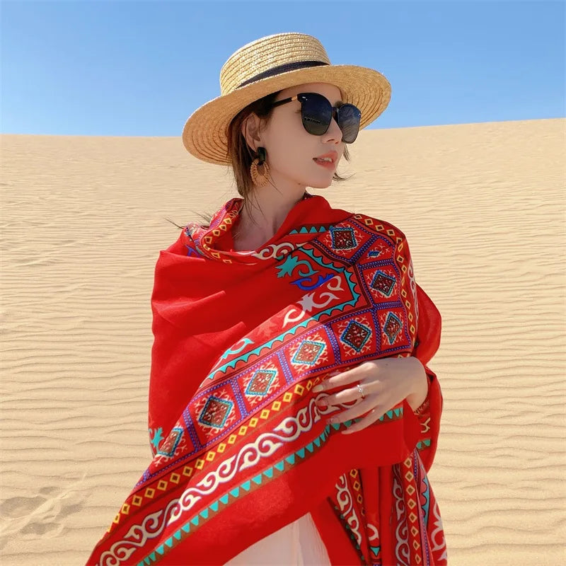 Travel Beach Sunscreen Scarves for Women Bikini Large Sarong Wrap Scarf Brazilian Swimsuit Bathing Cover-ups 17 Styles 90x180cm